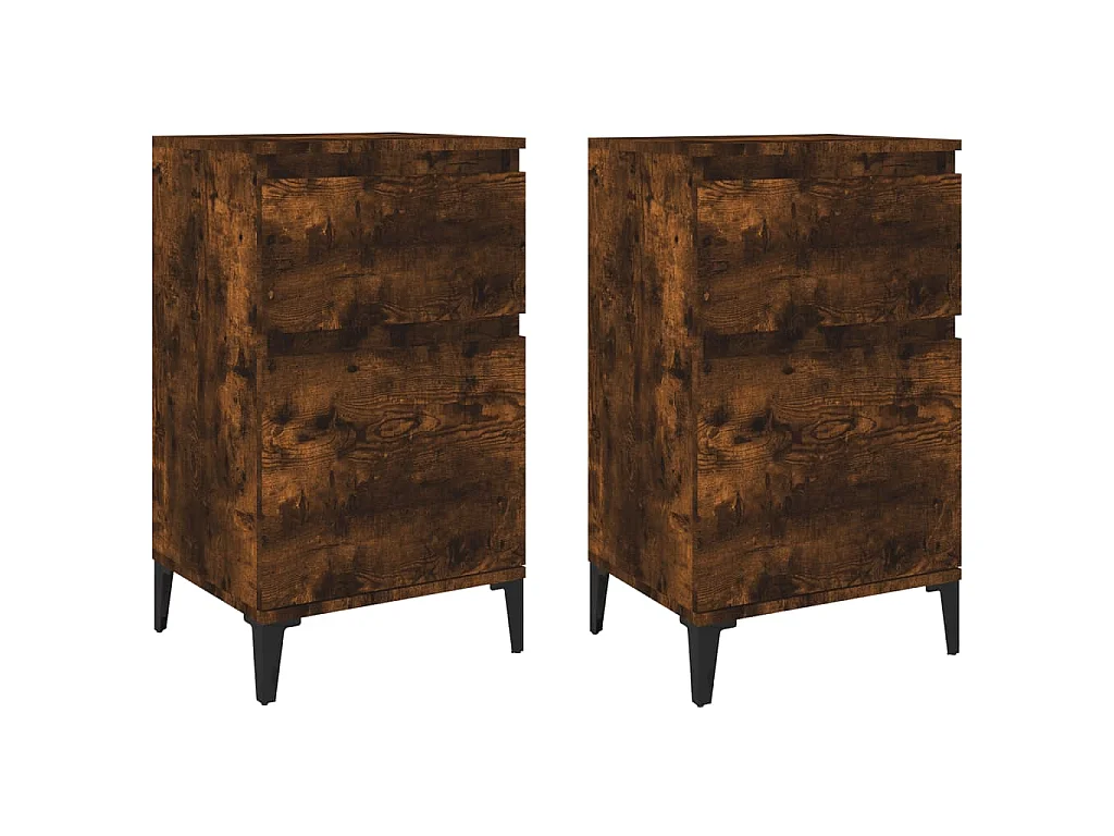 Comodini 2pz Rovere Fumo 40x35x70 cm