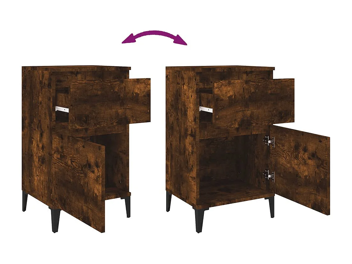 Comodini 2pz Rovere Fumo 40x35x70 cm