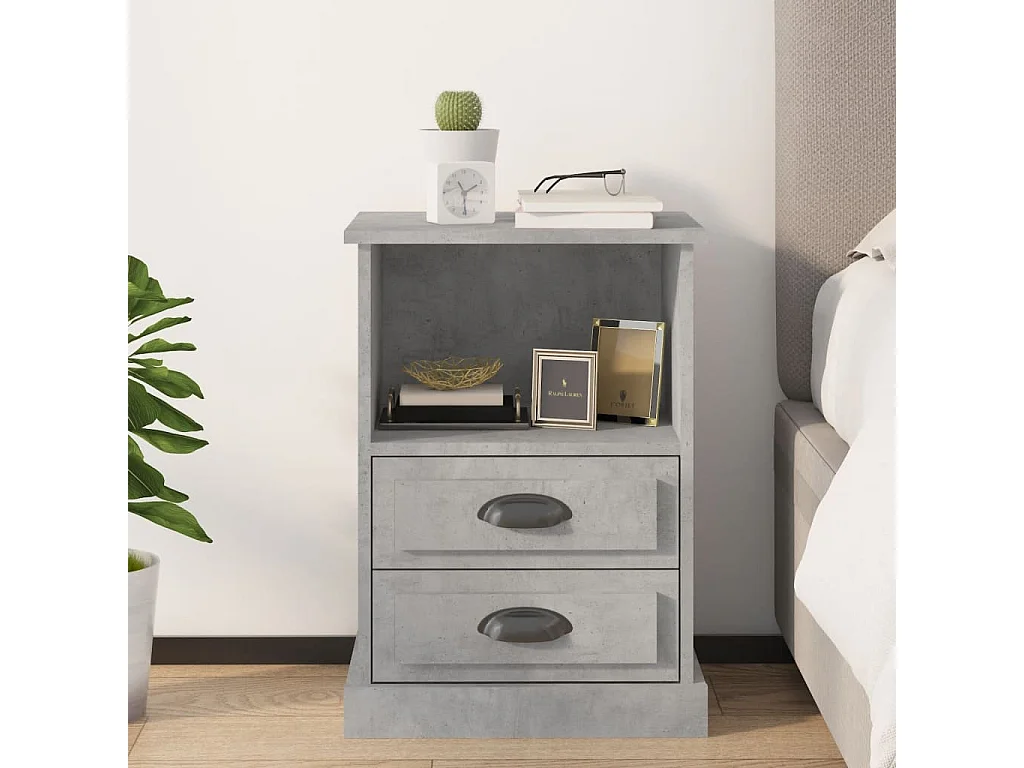 Table de chevet gris béton 43x36x60 cm