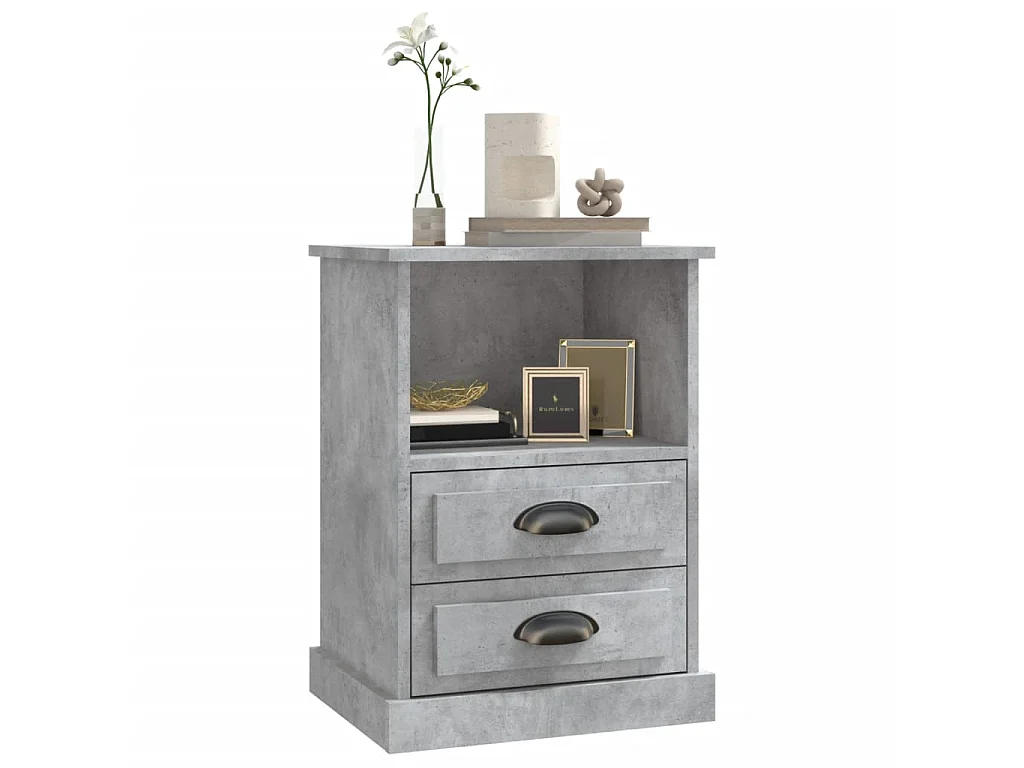 Table de chevet gris béton 43x36x60 cm