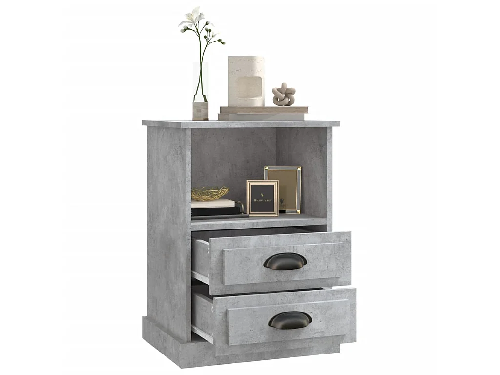 Table de chevet gris béton 43x36x60 cm