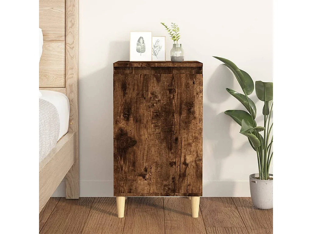 Nachtkastje 40x35x70 cm bewerkt hout gerookt eikenkleurig