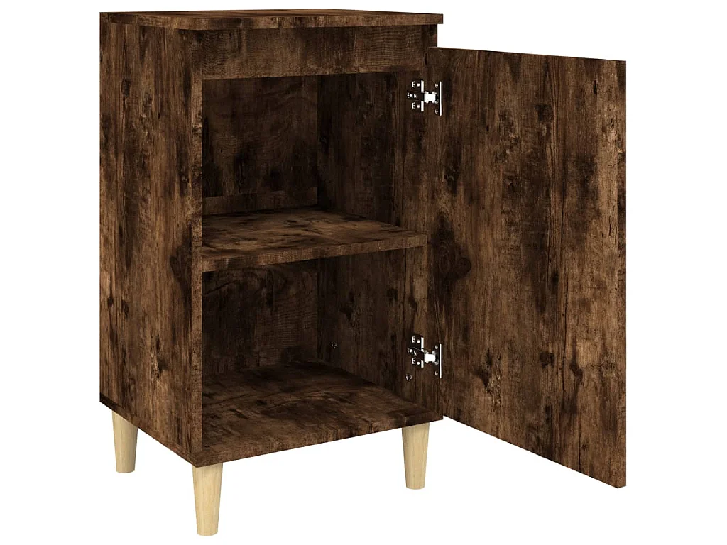 Nachtkastje 40x35x70 cm bewerkt hout gerookt eikenkleurig