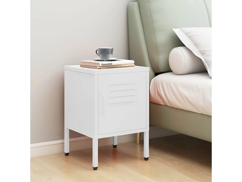 Table de chevet Blanc 35x35x51 cm Acier