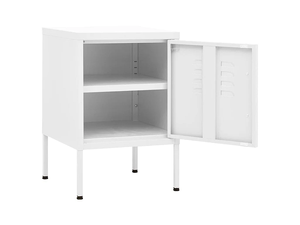 Table de chevet Blanc 35x35x51 cm Acier