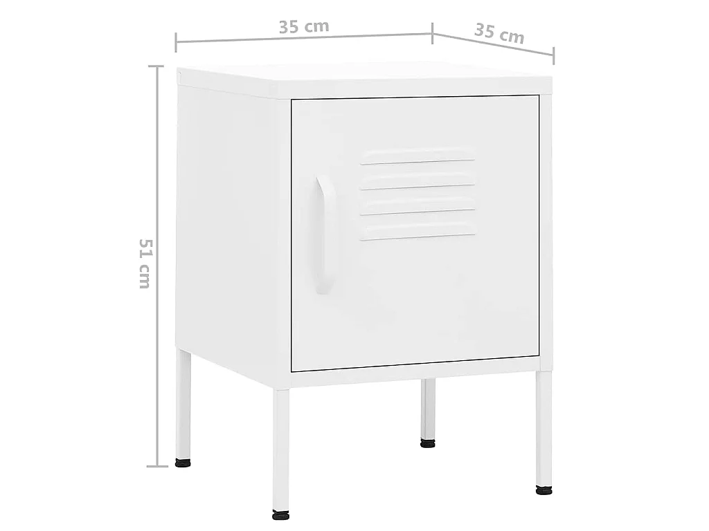 Table de chevet Blanc 35x35x51 cm Acier