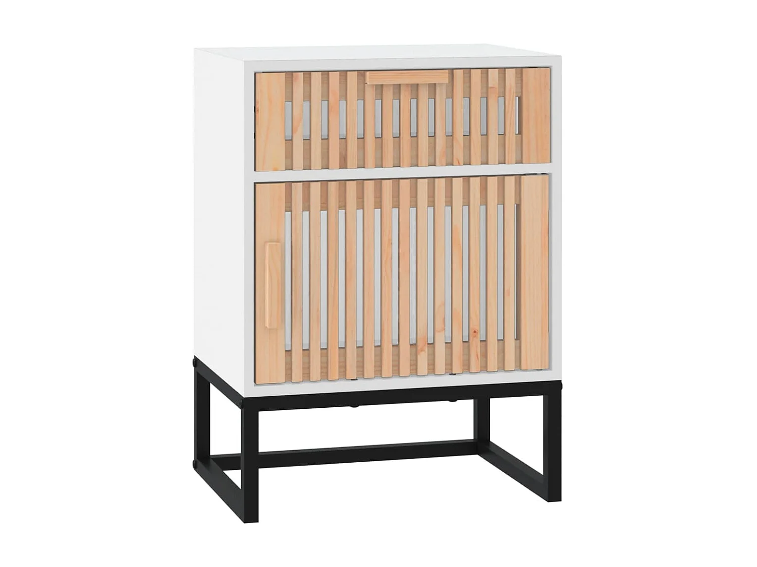 Nachtkastje 40x30x55,5 cm bewerkt hout en ijzer wit