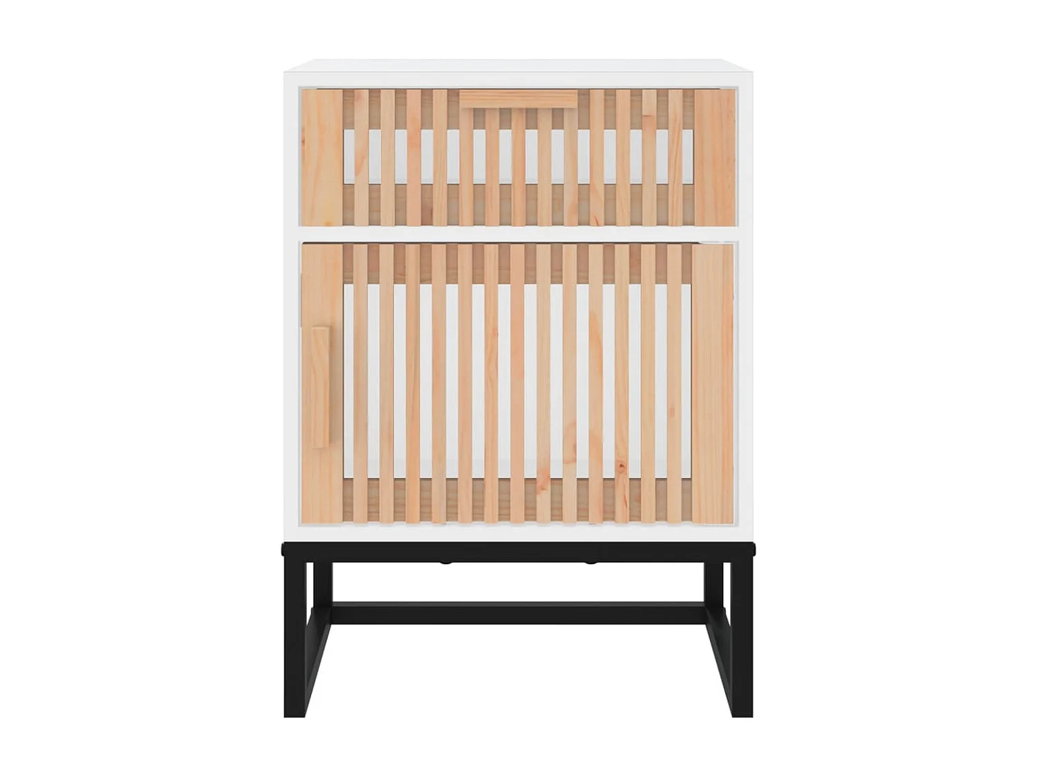 Nachtkastje 40x30x55,5 cm bewerkt hout en ijzer wit