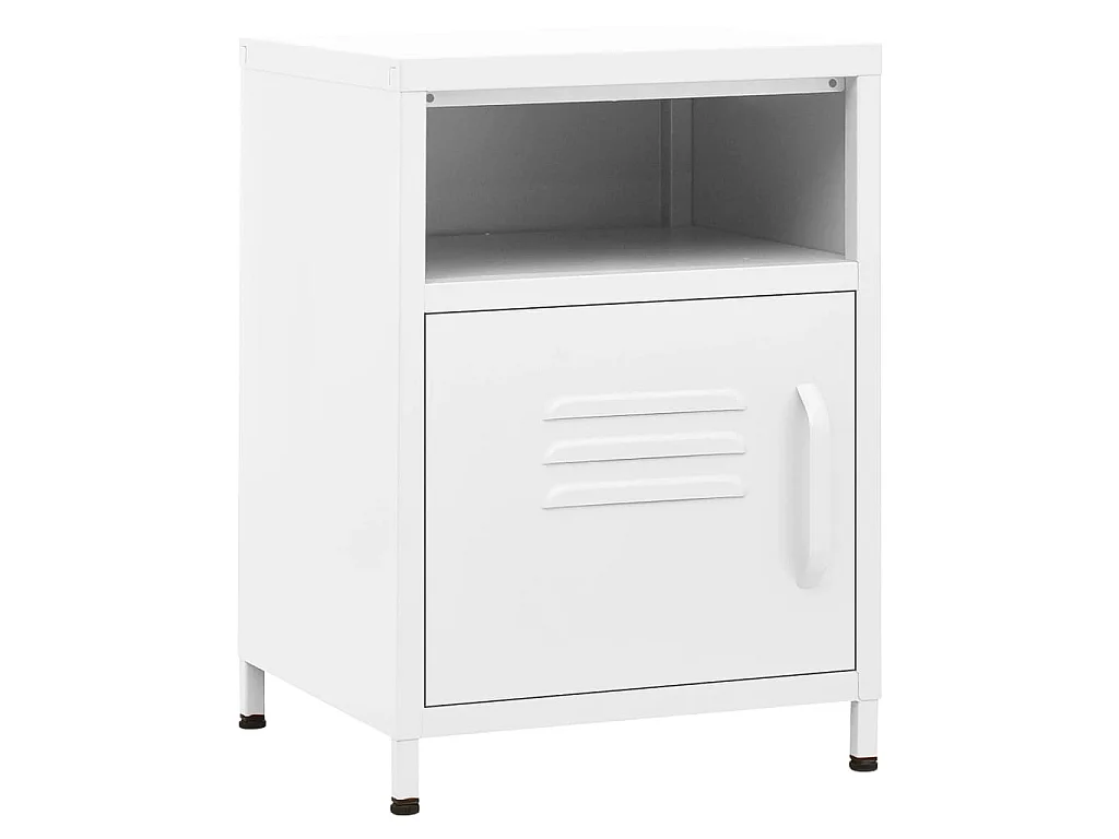 Comodino Bianco 35x35x51 cm in Acciaio
