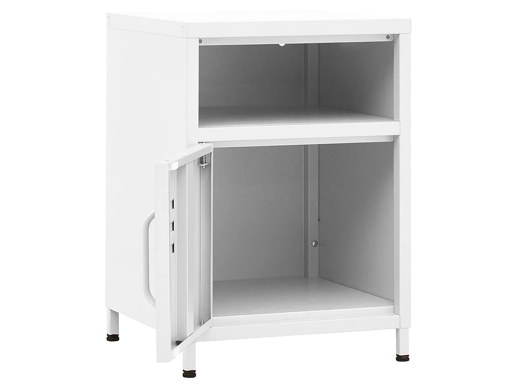 Comodino Bianco 35x35x51 cm in Acciaio