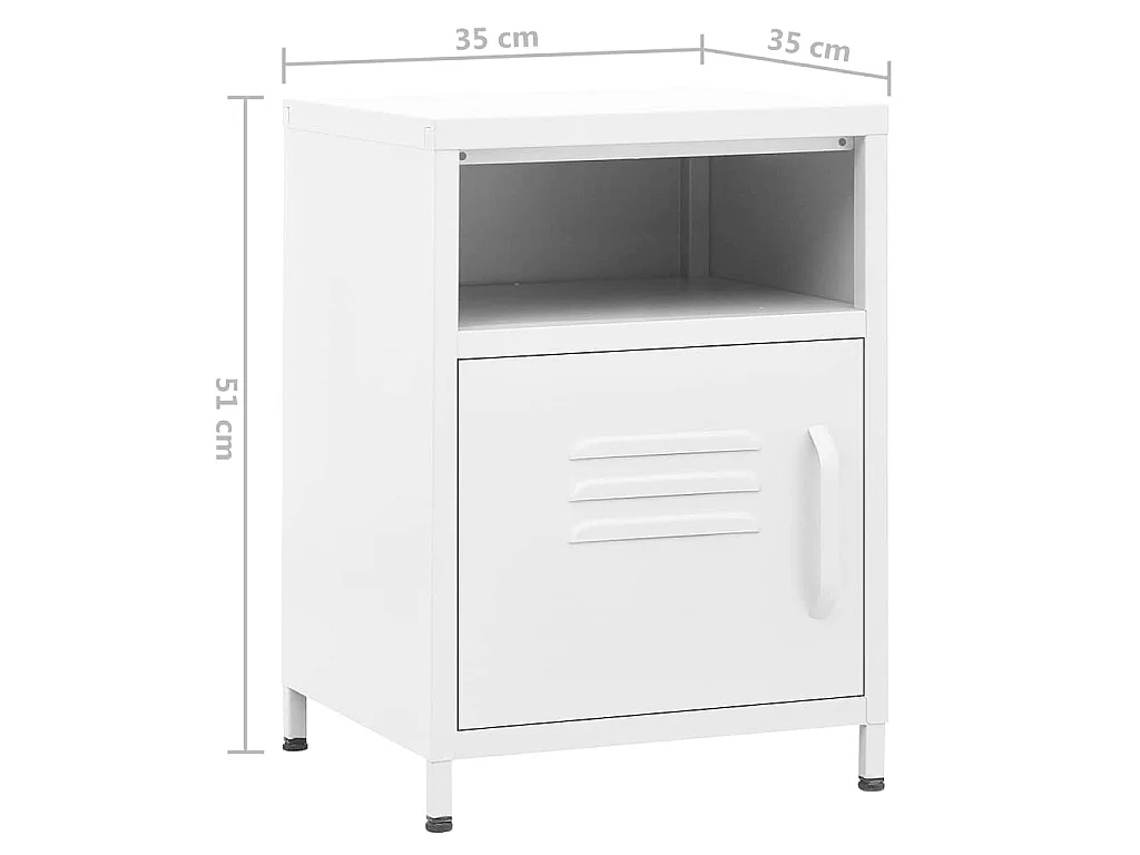 Table de chevet Blanc 35x35x51 cm Acier