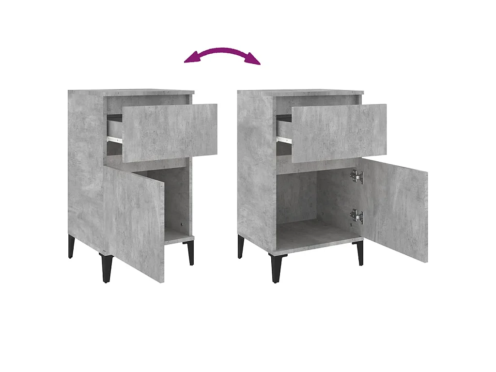 Nachtkastjes 2 st 40x35x70 cm betongrijs