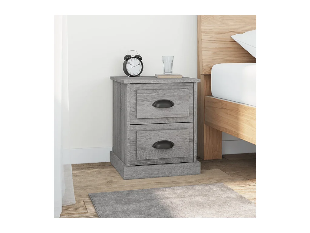 Nachtkastjes 2 st 39x39x47,5 cm bewerkt hout grijs sonoma eiken