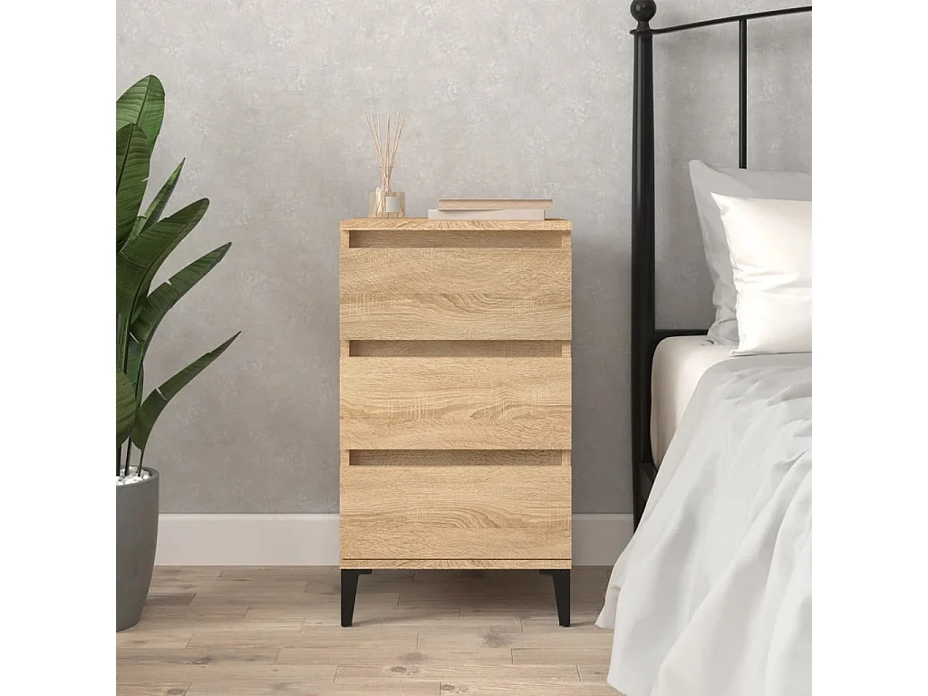 Nachtkastje 40x35x70 cm bewerkt hout sonoma eikenkleurig