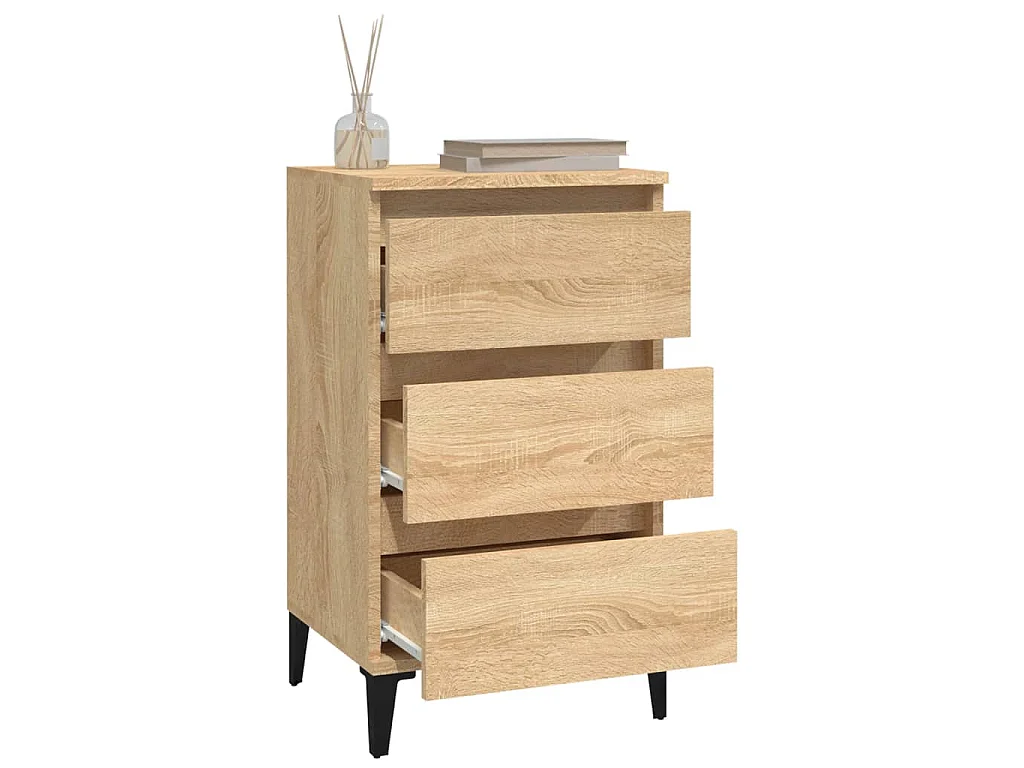 Nachtkastje 40x35x70 cm bewerkt hout sonoma eikenkleurig