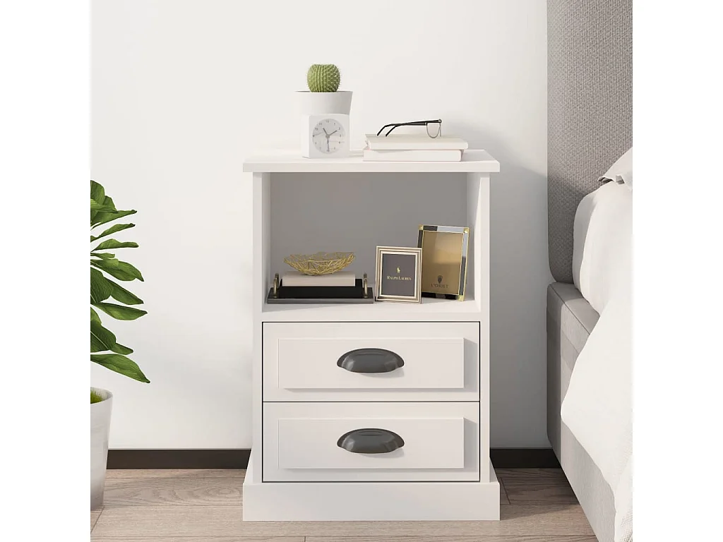 Table de chevet blanc 43x36x60 cm