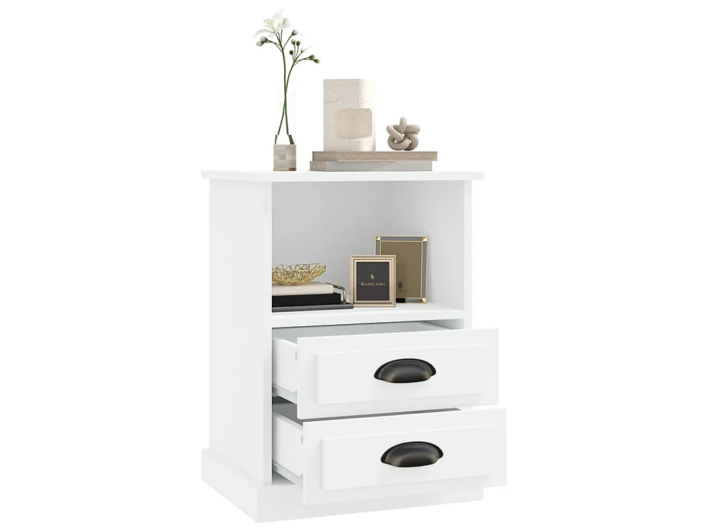 Table de chevet blanc 43x36x60 cm