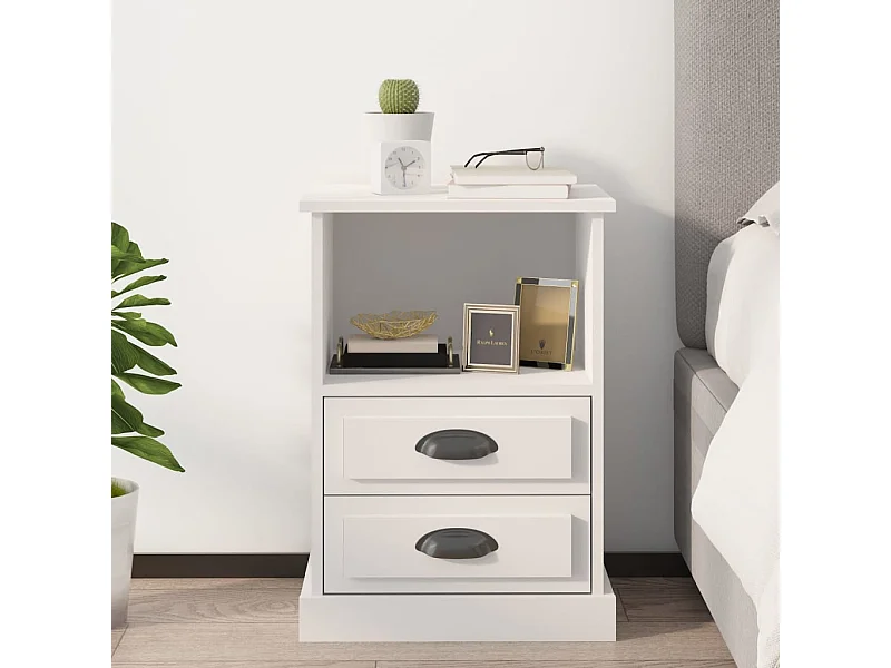 Table de chevet blanc 43x36x60 cm