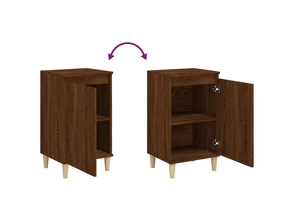 Comodini 2 pz Rovere Marrone 40x35x70 cm in Legno Multistrato