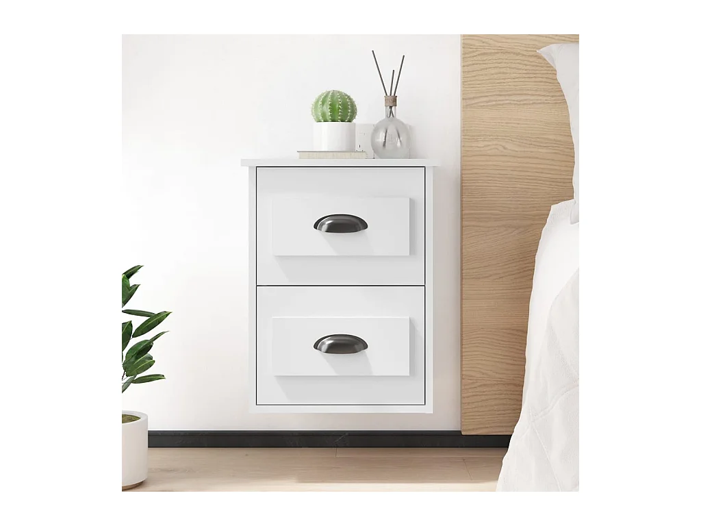 Mesita de noche de pared blanca 41,5x36x53 cm