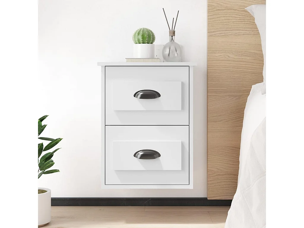Table de chevet murale blanc 41,5x36x53 cm