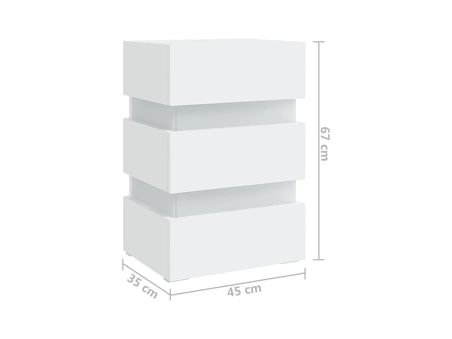 326846  Nachtkastje LED 45x35x67 cm bewerkt hout wit