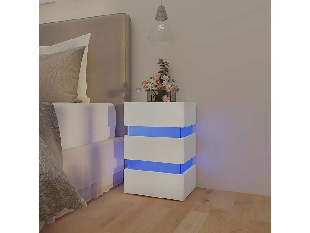 326846  Nachtkastje LED 45x35x67 cm bewerkt hout wit