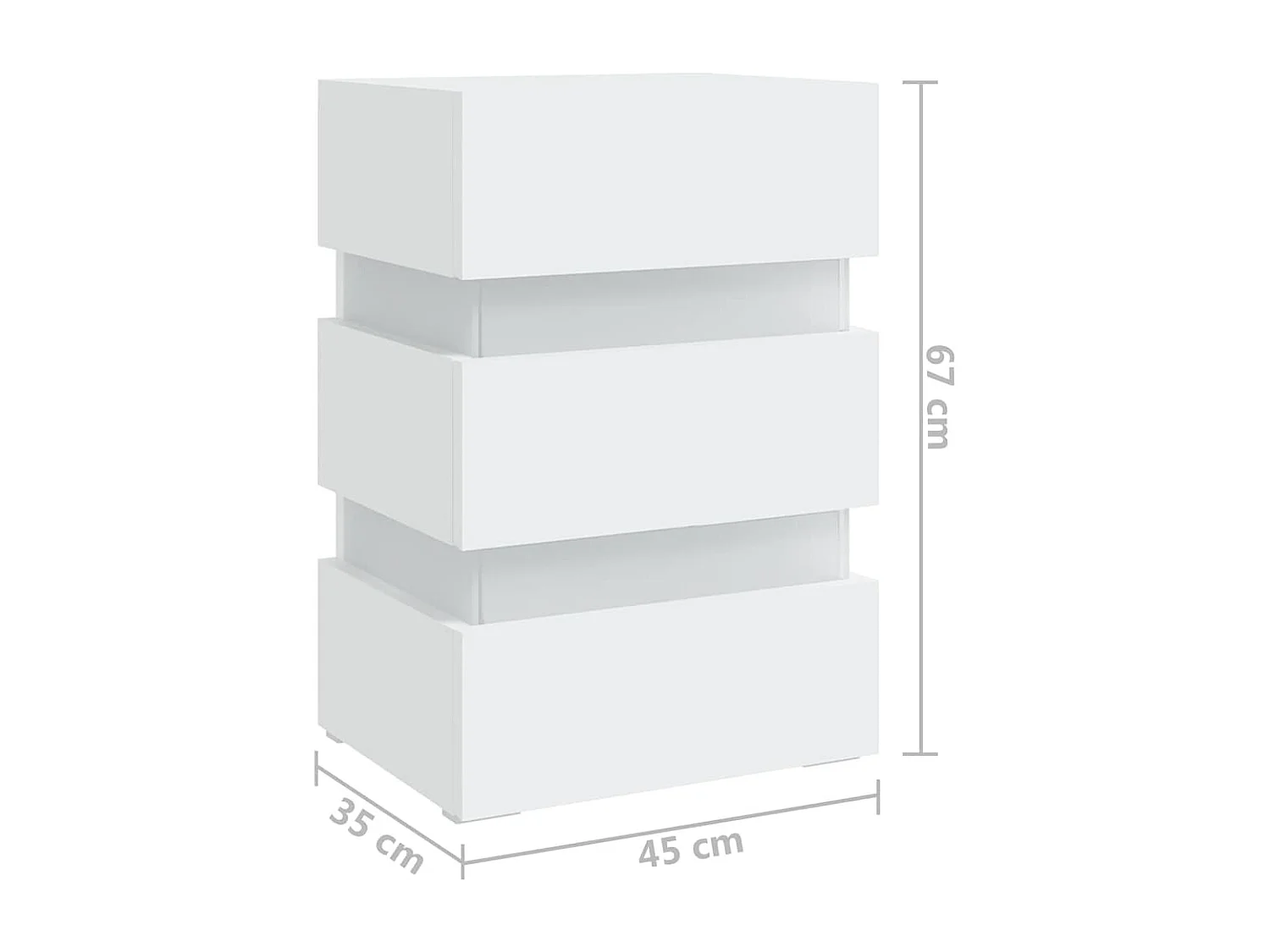 326846  Nachtkastje LED 45x35x67 cm bewerkt hout wit