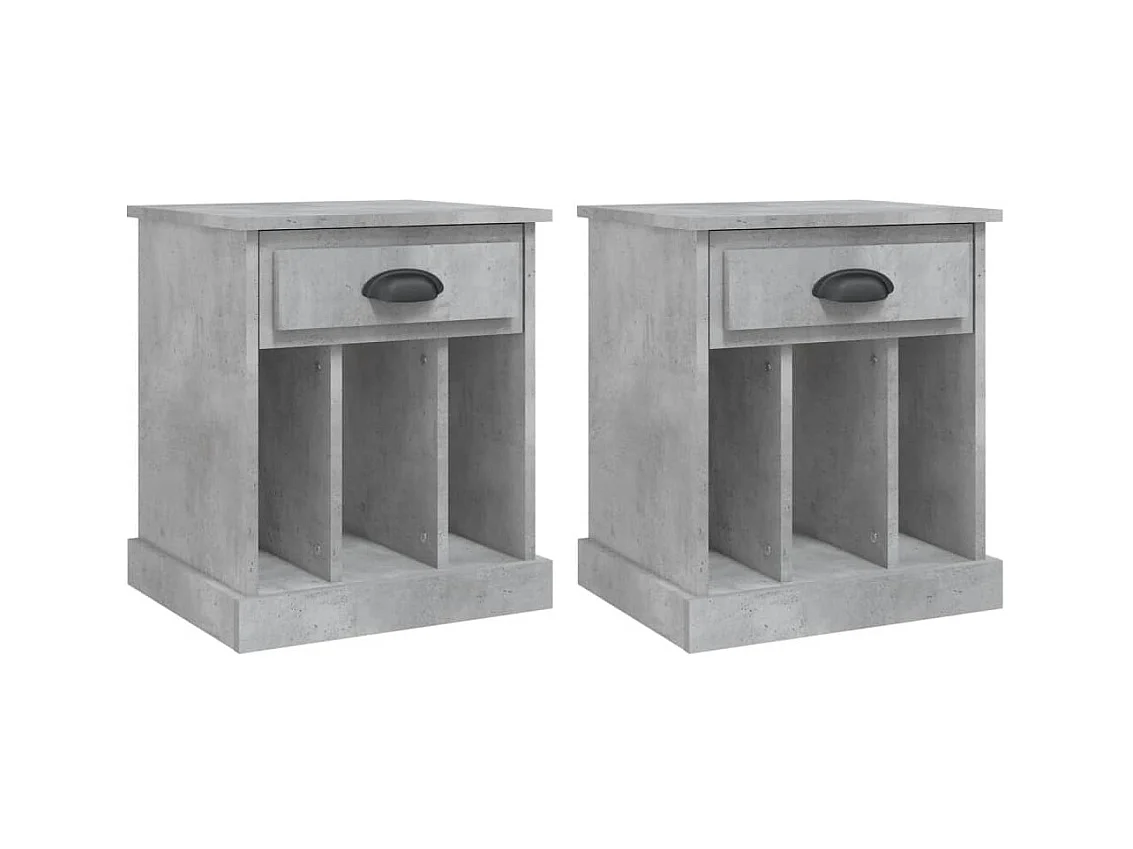 Nachttische 2 Stk. Betongrau 43x36x50 cm