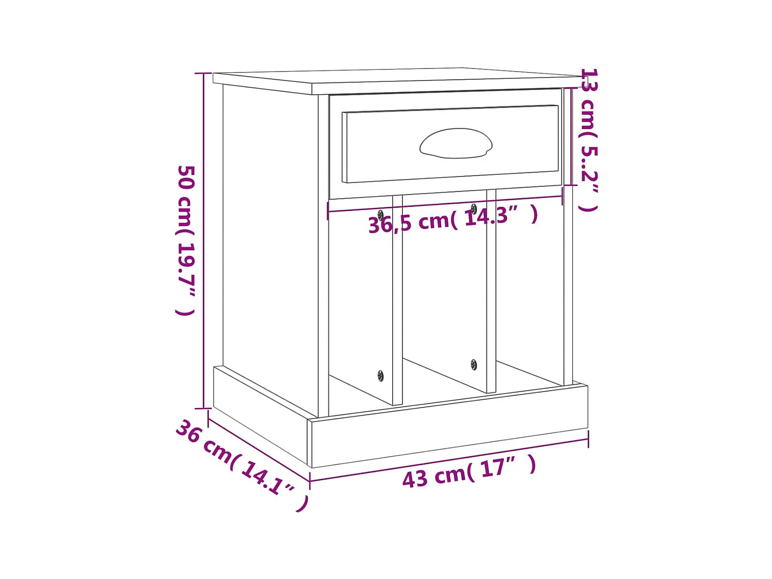 Nachttische 2 Stk. Betongrau 43x36x50 cm