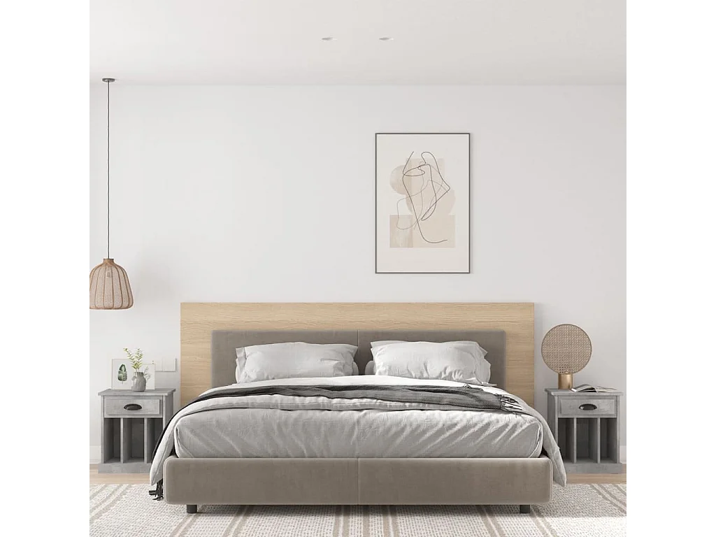 Comodini 2 pz Grigio Cemento 43x36x50 cm