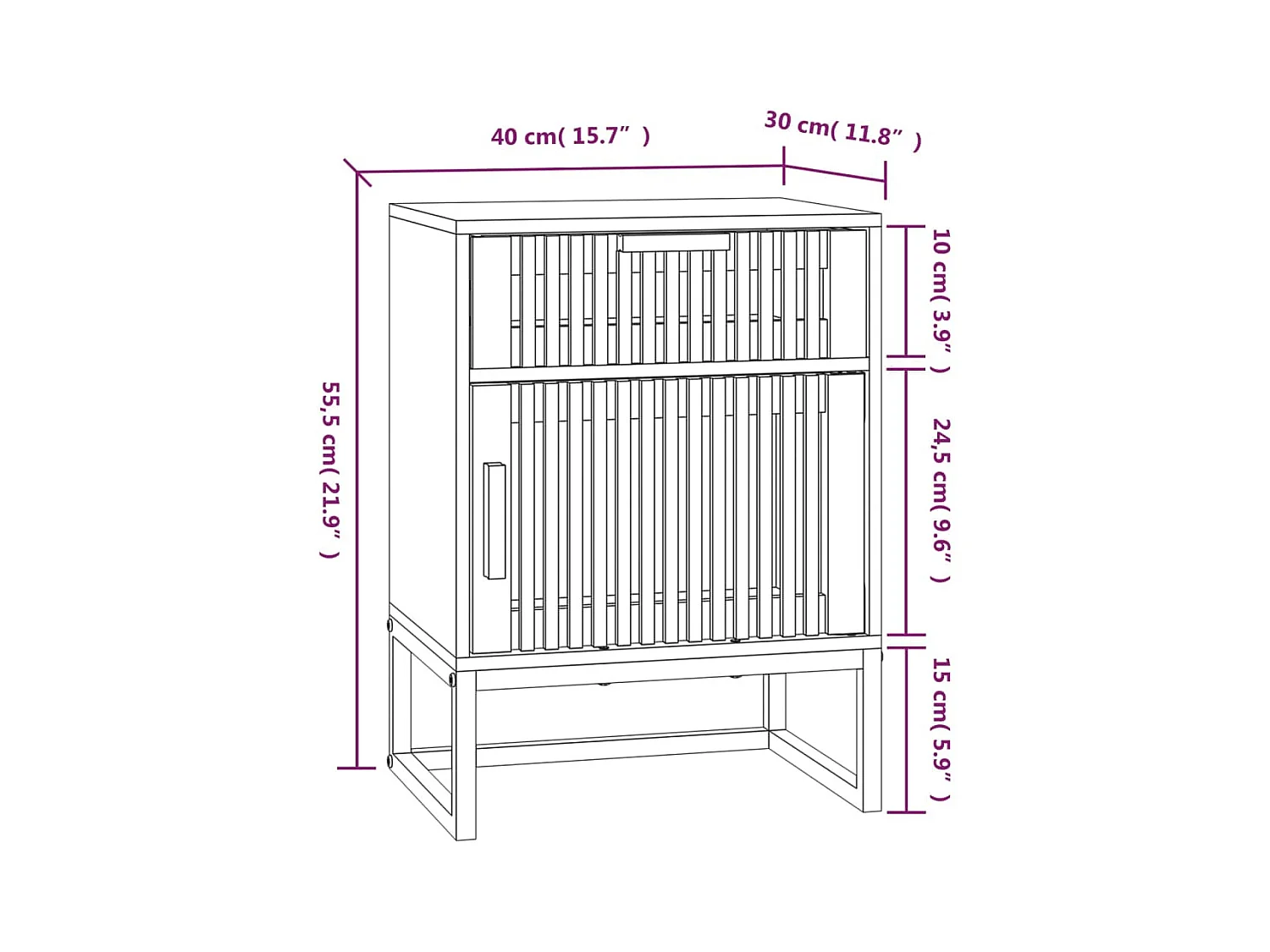 Nachttisch 40x30x55,5 cm Holzwerkstoff & Eisen