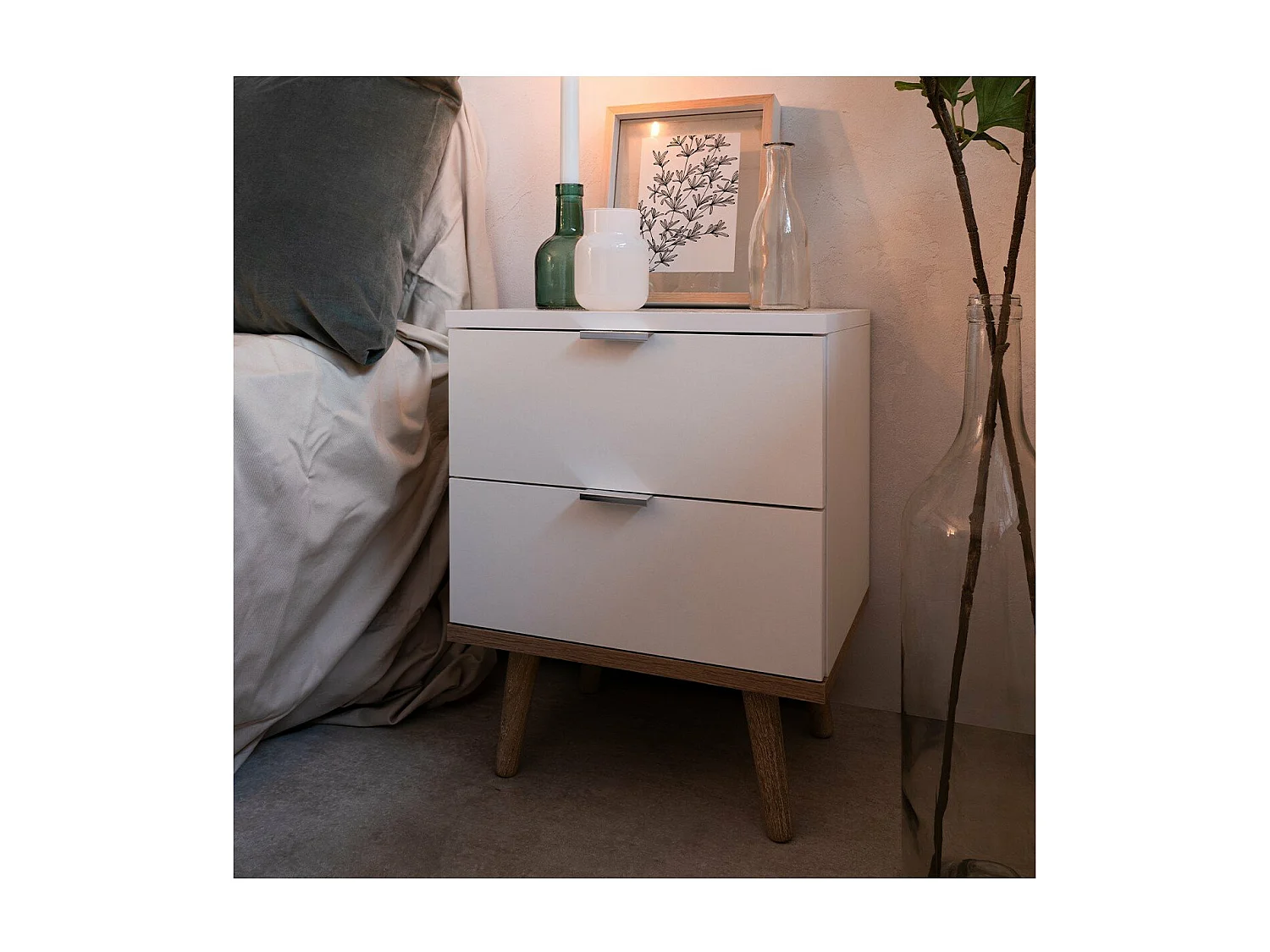 Chevet 2 Tiroirs L40 cm - COPENHAGUE