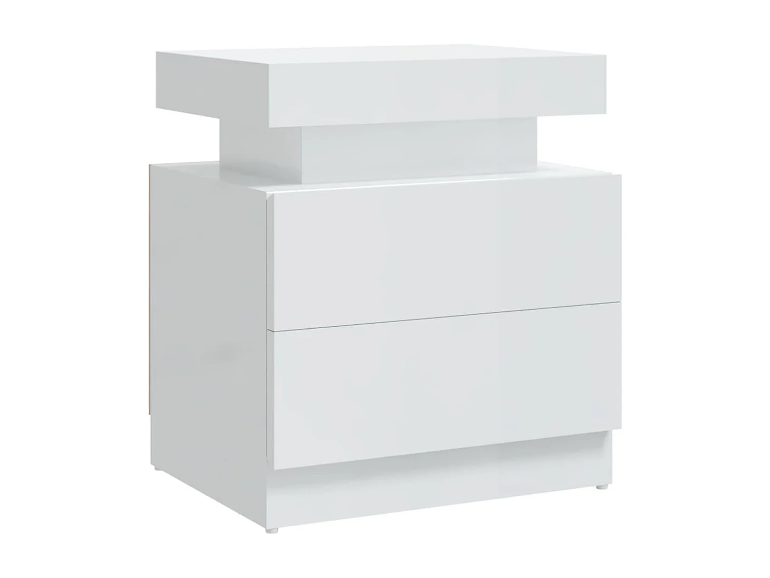 Nachtkastje 45x35x52 cm bewerkt hout hoogglans wit