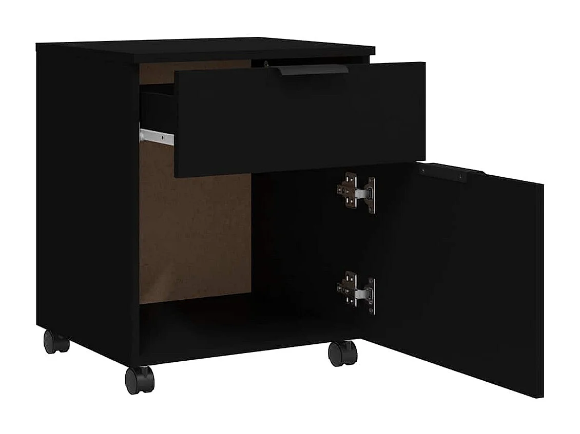 Classeur mobile avec roues noir 45x38x54 cm bois d'ingénierie