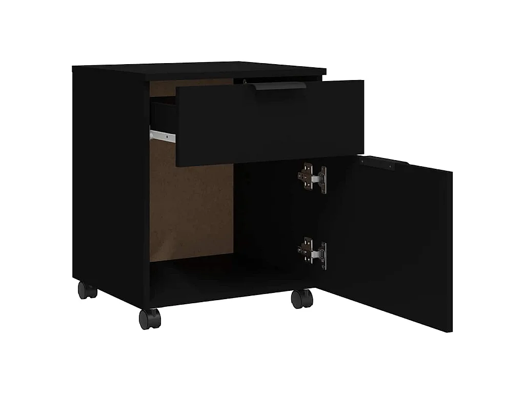 Dossierkast verrijdbaar 45x38x54 cm bewerkt hout zwart