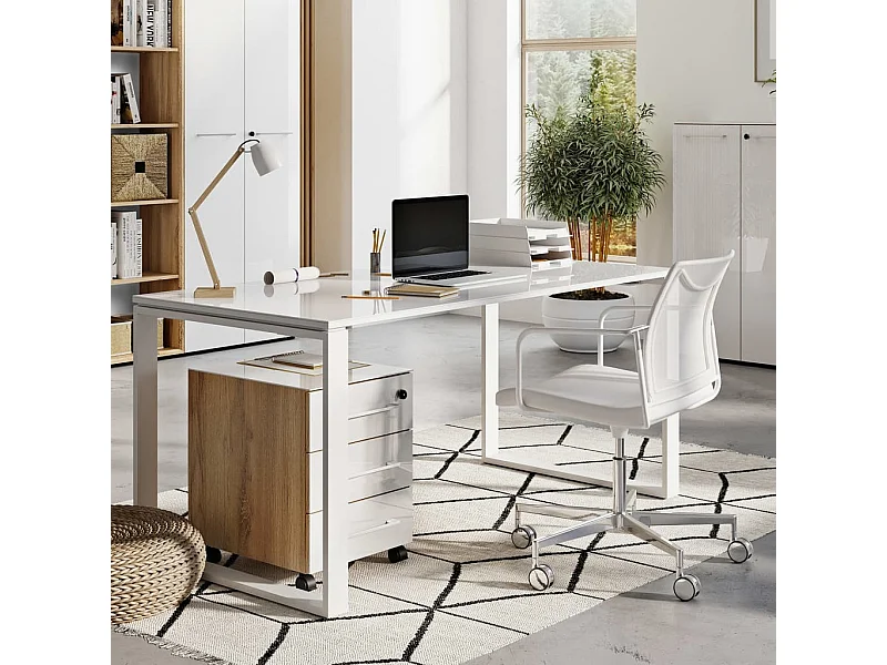 Schedario con Ruote GW-Monteria Repro Bianco e Rovere Navarra