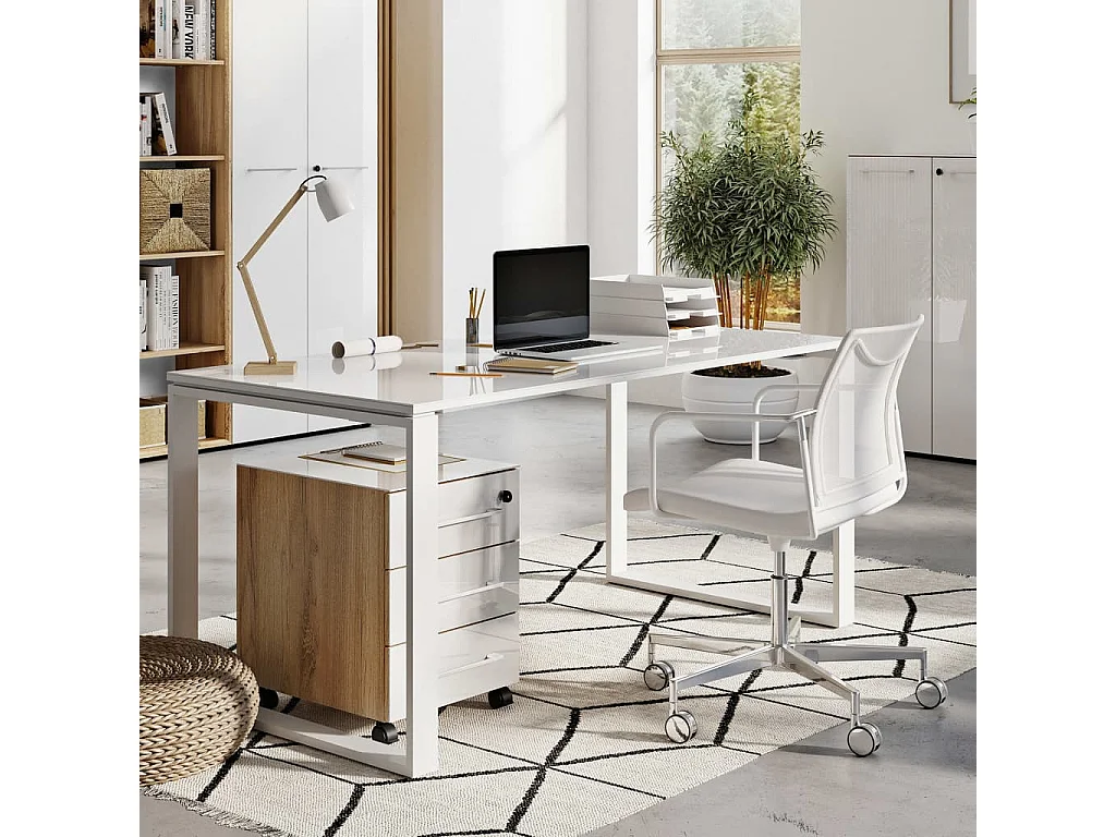 Schedario con Ruote GW-Monteria Repro Bianco e Rovere Navarra