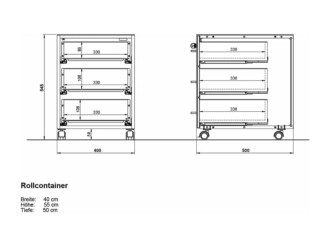 Schedario con Ruote GW-Monteria Repro Bianco e Rovere Navarra