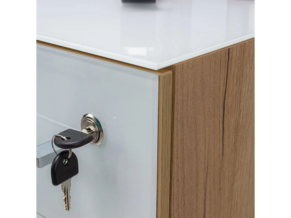 Classeur sur roulettes GW-Monteria Blanc et chêne Navarra