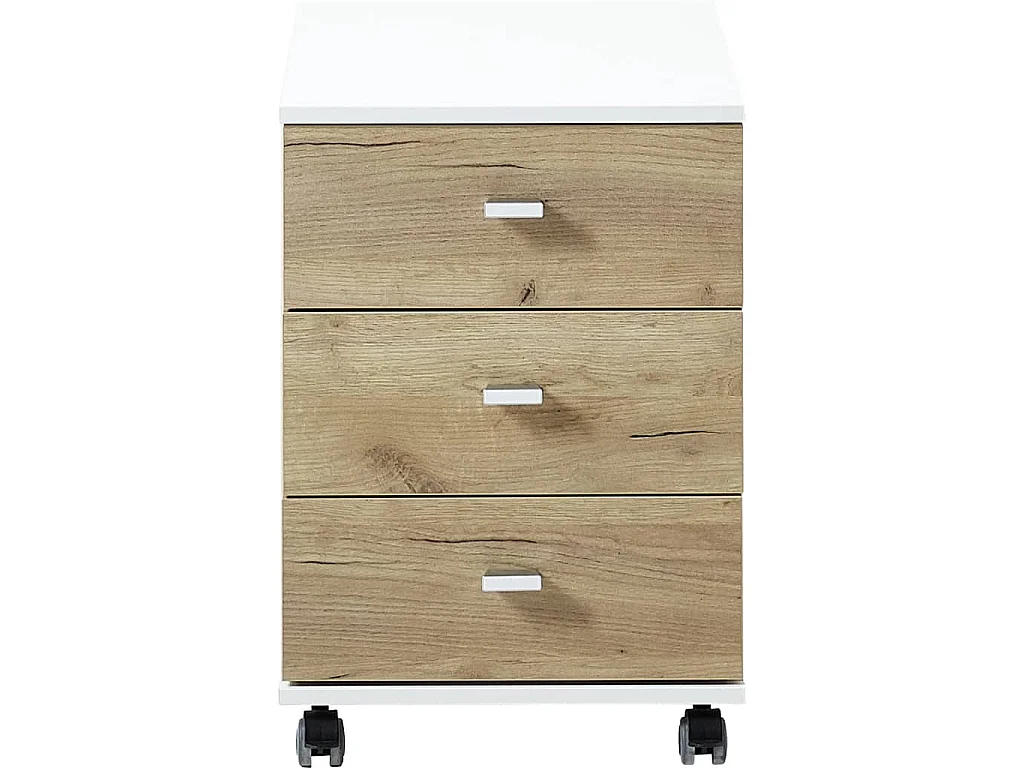 Classeur à roulettes 40x48,9x56,9cm Chêne de Navarre et blanc
