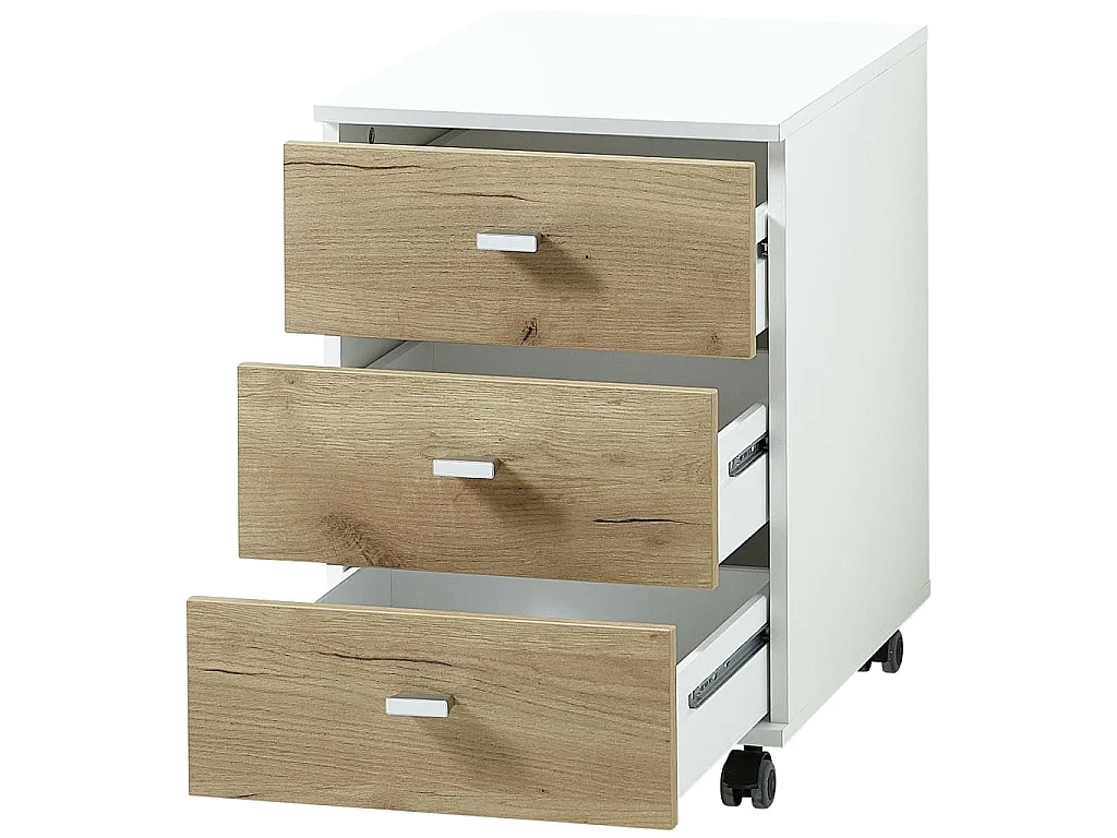 Classeur à roulettes 40x48,9x56,9cm Chêne de Navarre et blanc
