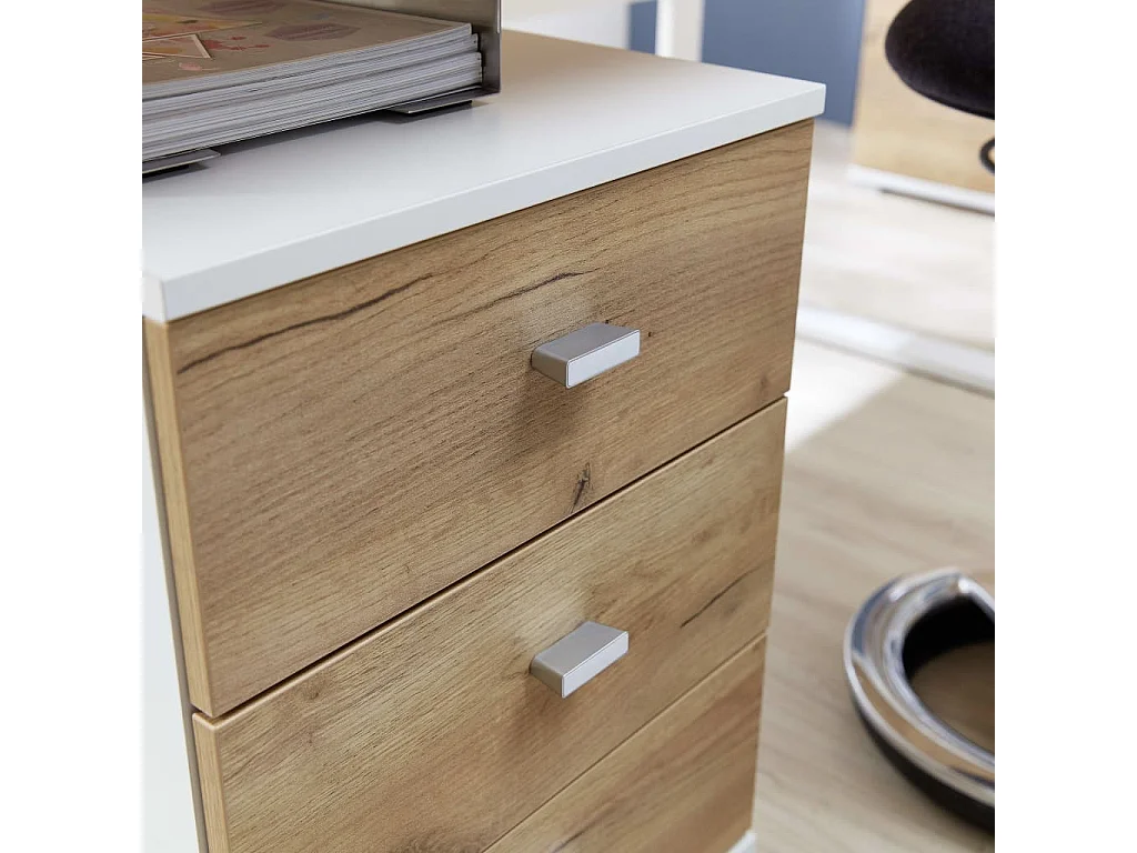 Dossierkast op wieltjes Altino 40x48,9x56,9 cm eikenkleur wit