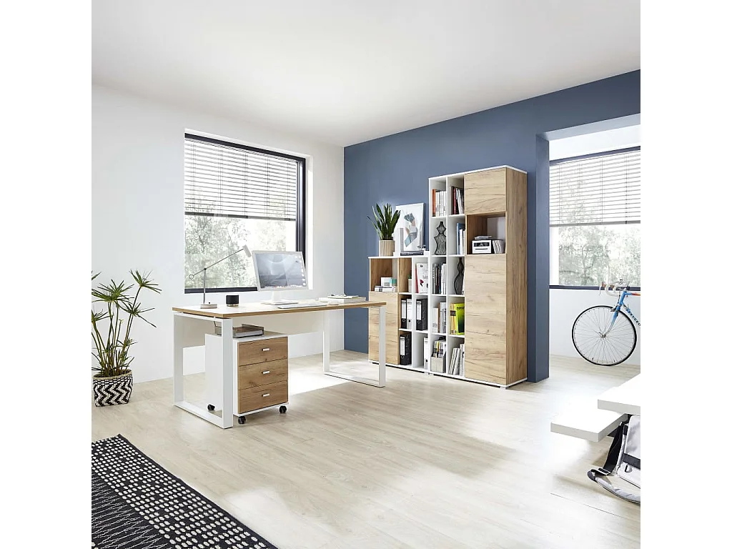 Dossierkast op wieltjes Altino 40x48,9x56,9 cm eikenkleur wit