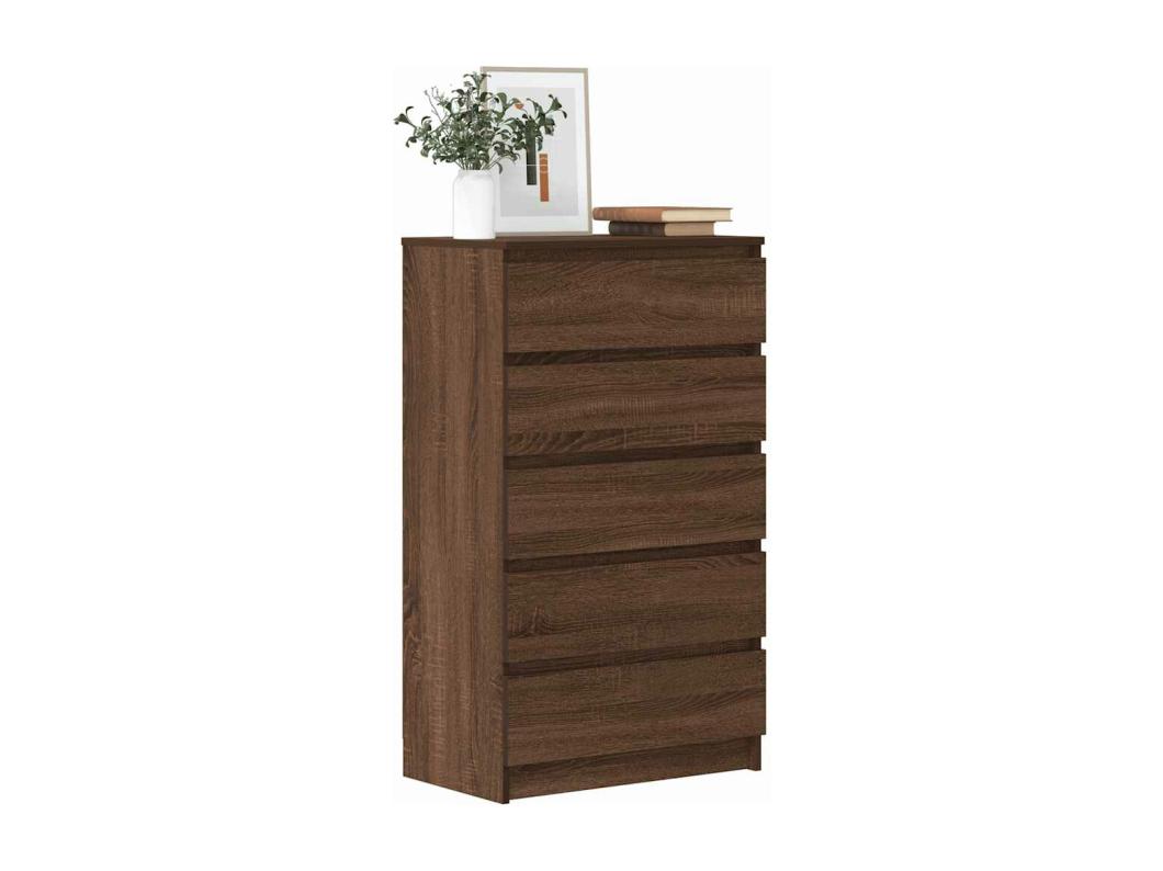 Ladekast 60x36x103 cm bewerkt hout bruin eikenkleur
