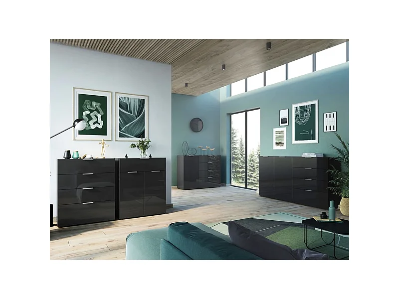 Germania Cassettiera con 4 Cassetti GW-Oakland Nero