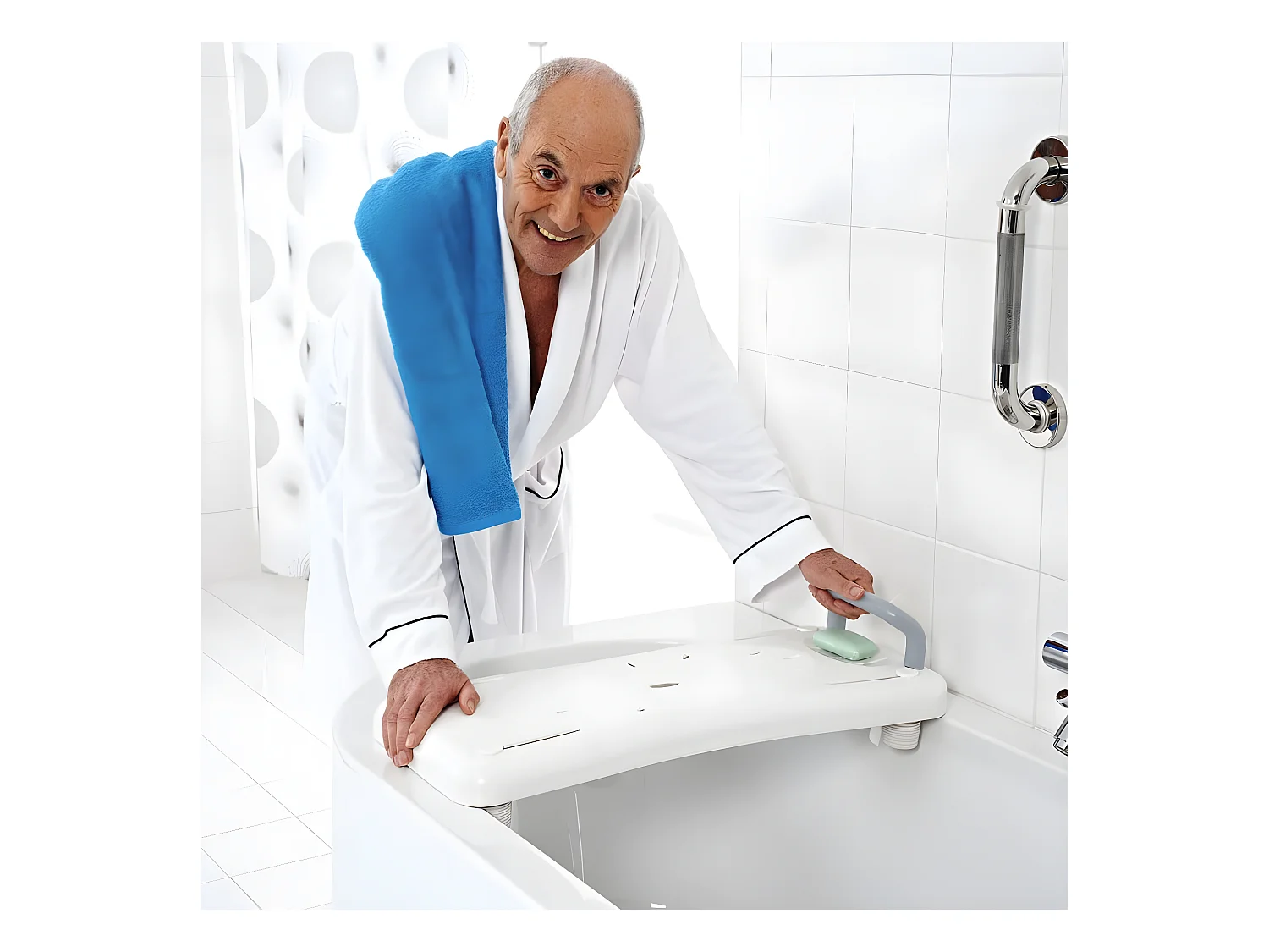Ripiano Sedile per Vasca da Bagno con Maniglia Bianco A00400101