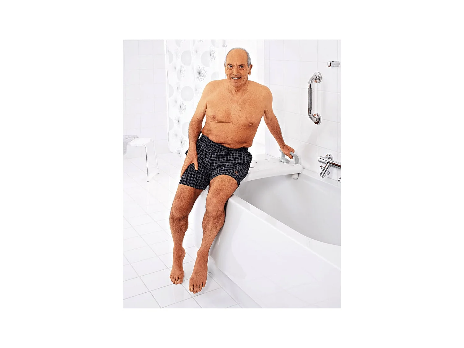 Ripiano Sedile per Vasca da Bagno con Maniglia Bianco A00400101