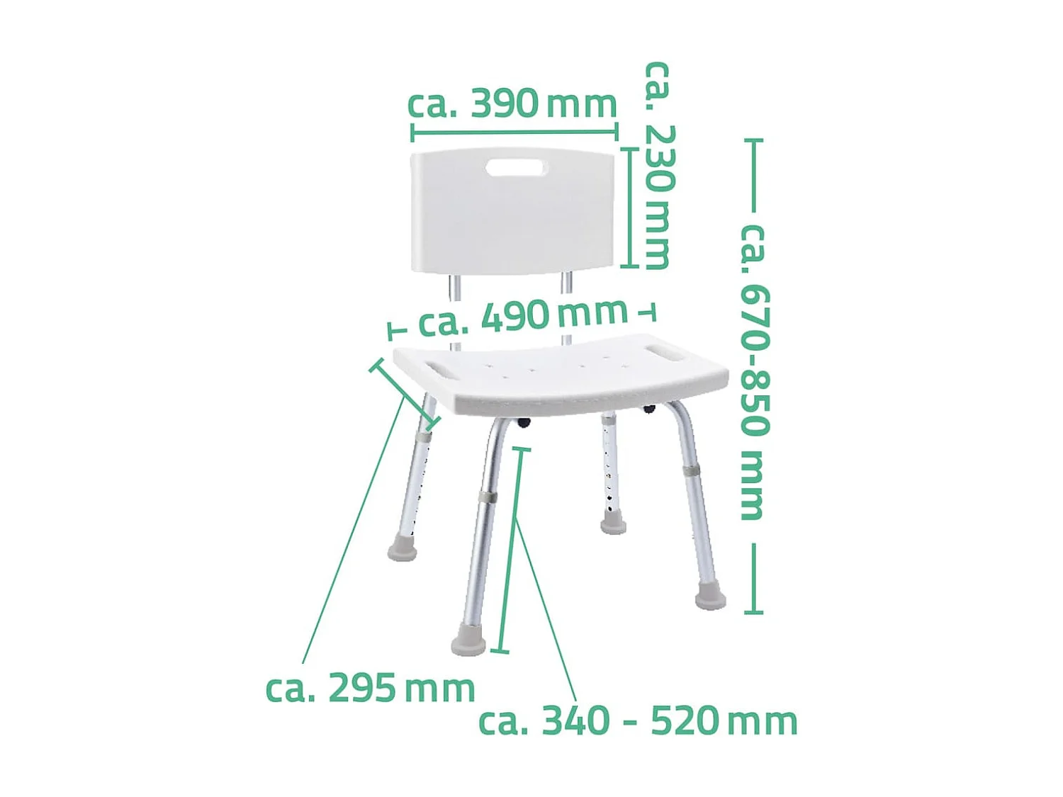 Cadeira de casa de banho 150 kg branco A00602101