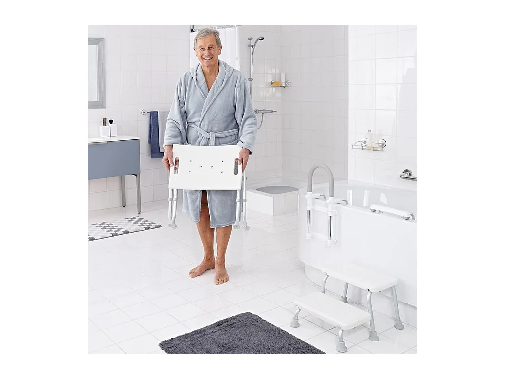 Sgabello da Bagno Pieghevole 110 kg Bianco A0050301